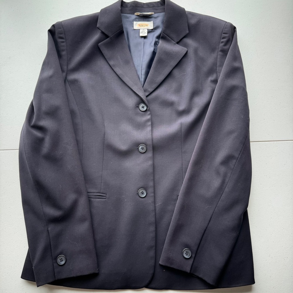 Talbots Womens Black Blazer Jacket Sz 10 Stretch Business Casual Academia Preppy